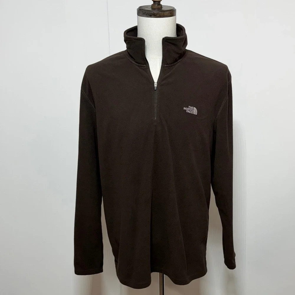 The North Face 1/4 Zip Pullover Mens XL Brown TKA 100 Fleece Long Sleeve Sweater